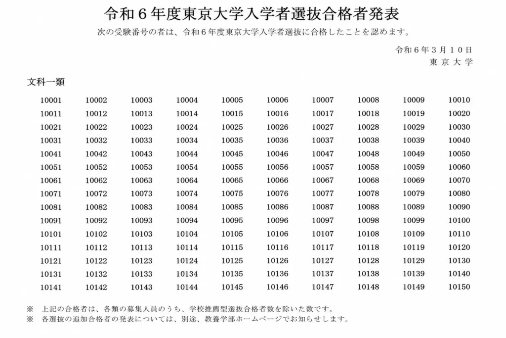 合格者一覧のイメージ