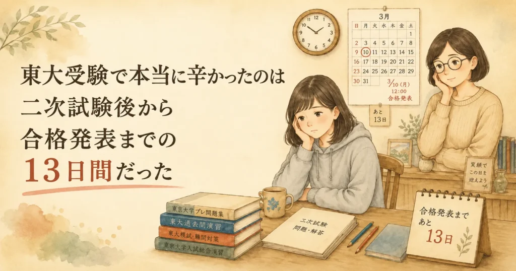 東大受験で本当に辛かったのは、二次試験後から合格発表までの13日間だった