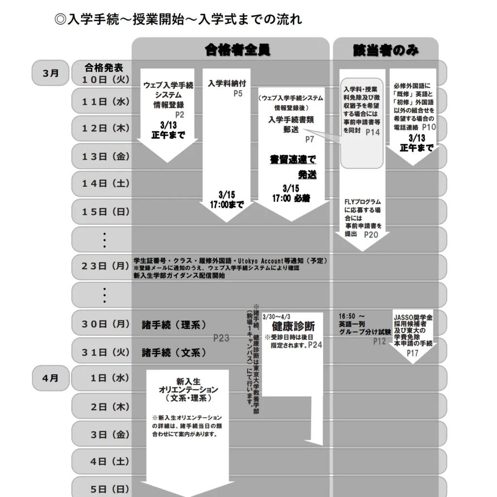 東大入学手続きフロー