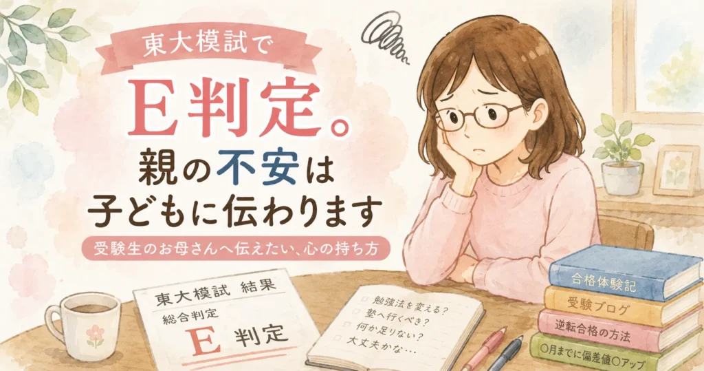 東大模試でE判定。親の不安は子どもに伝わります