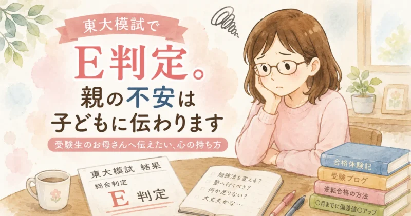 東大模試でE判定。親の不安は子どもに伝わります