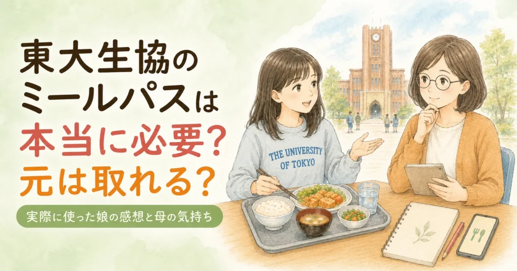 東大生協のミールパスは本当に必要？元は取れる？〜実際に使った娘の感想と母の気持ち